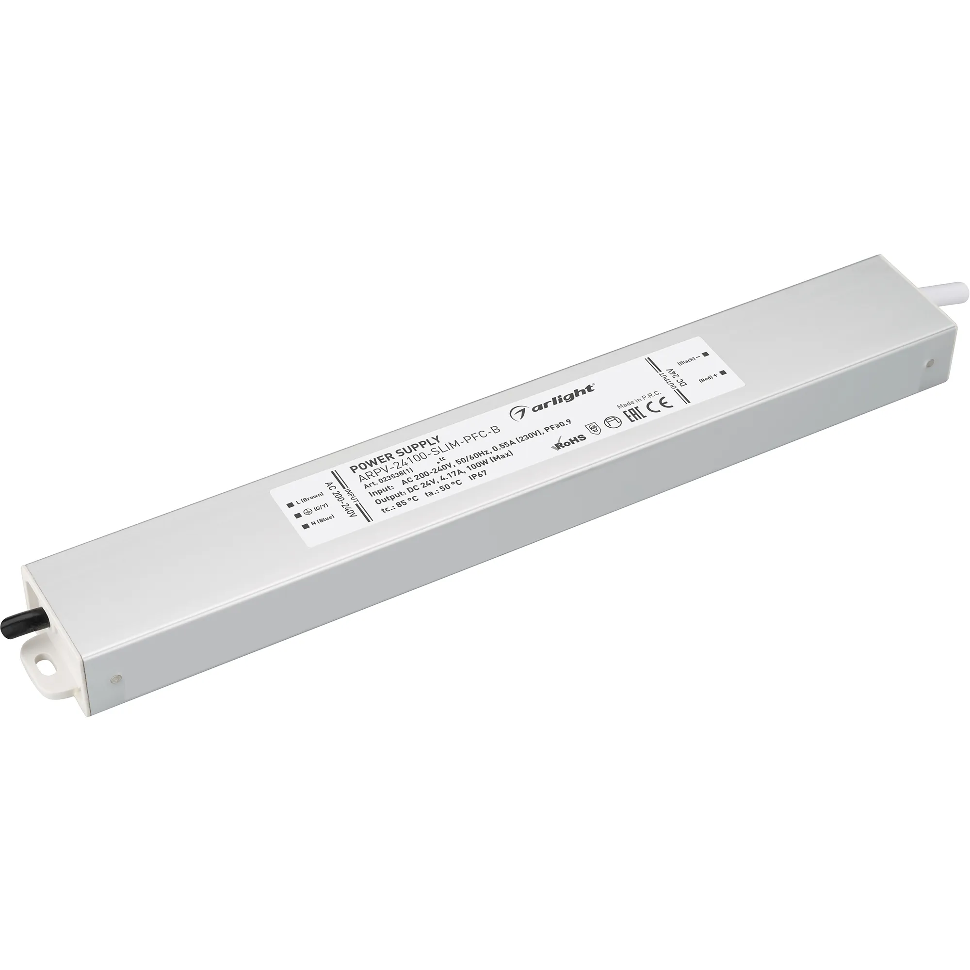Блок питания ARPV-24100-SLIM-PFC-B (24V, 4.2A, 100W) (Arlight, IP67 Металл, 3 года) - изображение товара