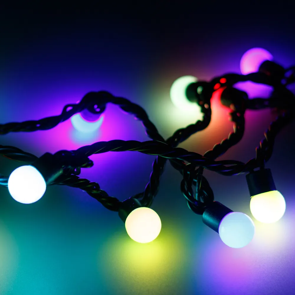 Светодиодная гирлянда ARD-BALL-PRO-D17.5-20000-BLACK-200LED RGB (230V, 14W) (Ardecoled, IP65) - изображение товара